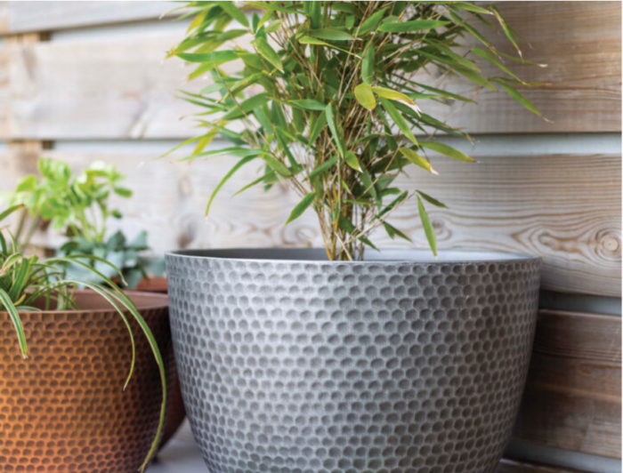 Elements Gun Metal Grey Metal Effect Large Planter - Image 2