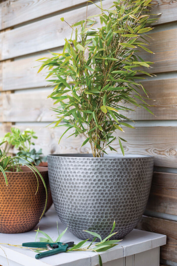Elements Gun Metal Grey Metal Effect Large Planter - Image 3