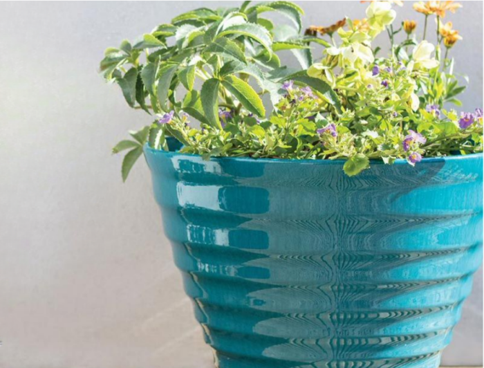 Vale Planter Teal With Built In Saucer - Image 2