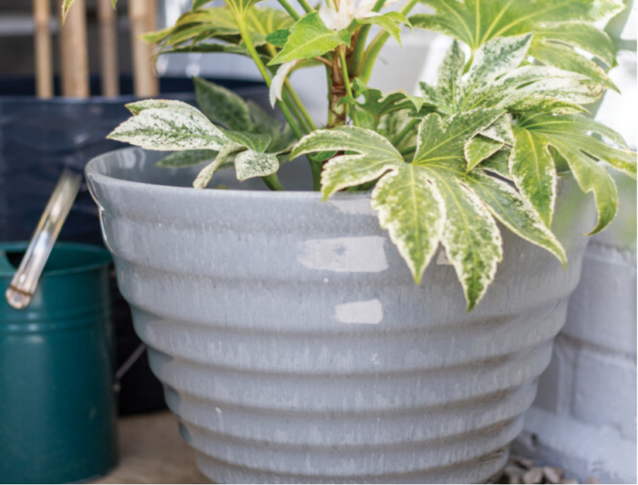 Vale Planter Grey With Built In Saucer - Image 2