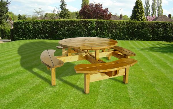 Round Picnic Table Eglantine Timber, 8 Seater Round Picnic Table